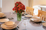 The kitchen and dining area